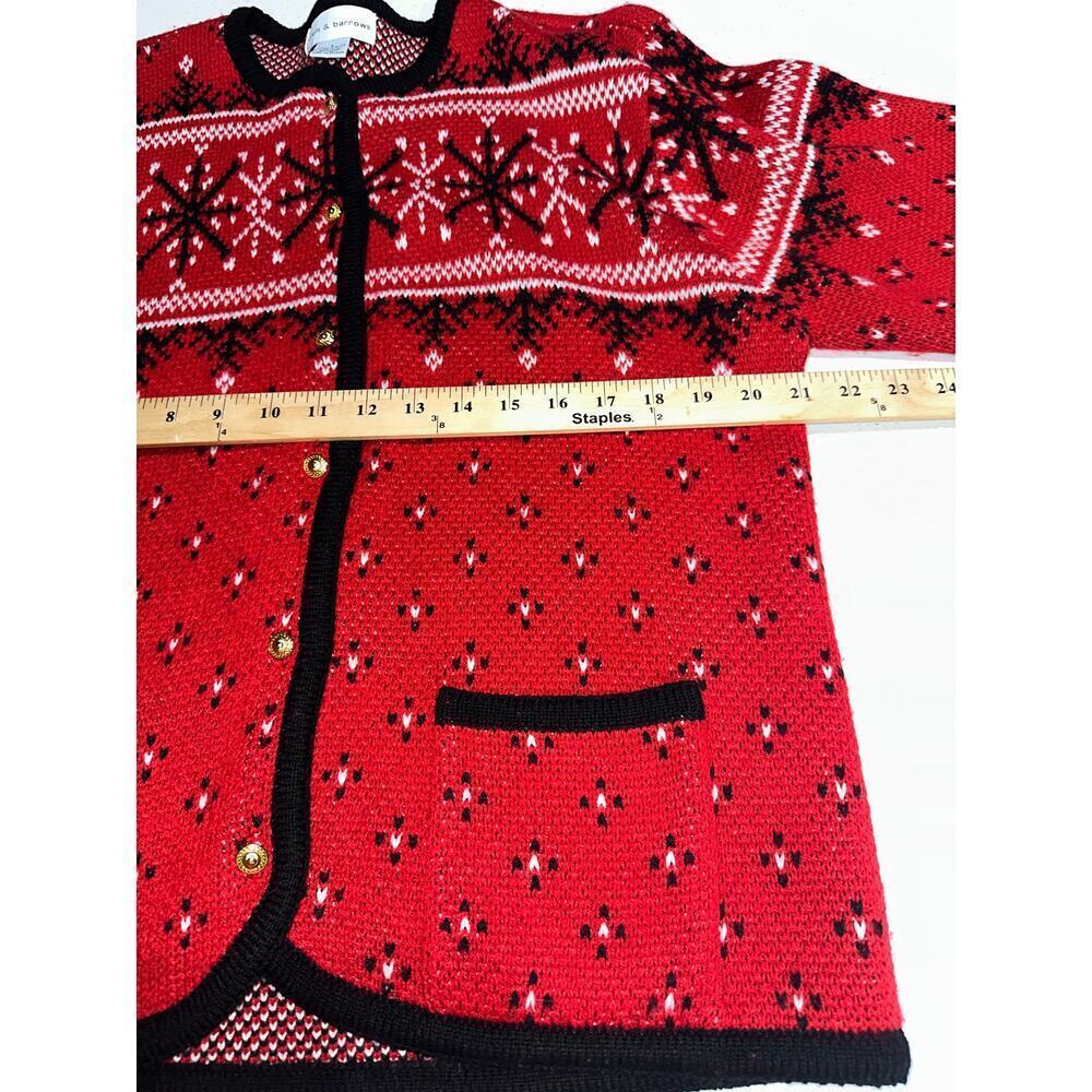 Christmas Sweater Cardigan Croft & Barrow Full Button Red Snowflakes Winter L - Picture 8 of 10